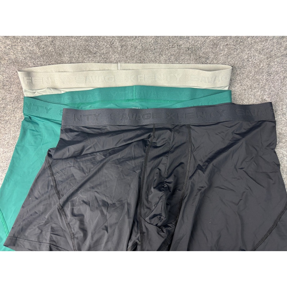 Savage X Fenty Boxer Briefs Men XXL Black Green Sage 3 Pack Nylon Spandex